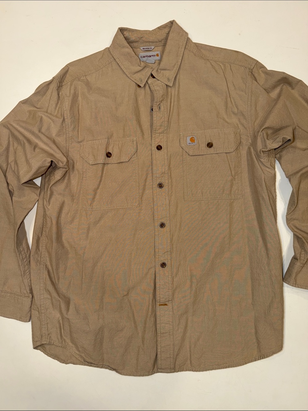Carhartt Men’s Button-Down Work Shirt in Khaki/Tan